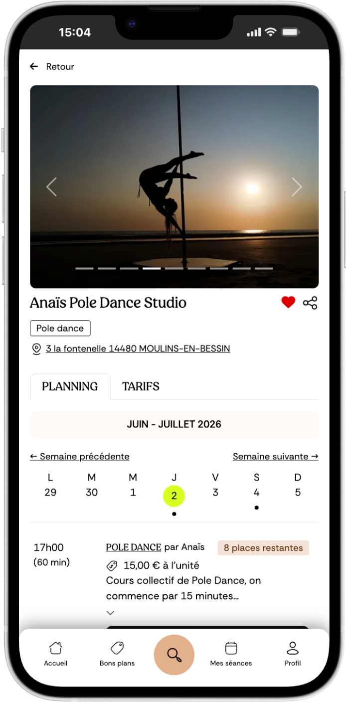 Page pro Anaïs Pole Dance Studio sur Fitmee